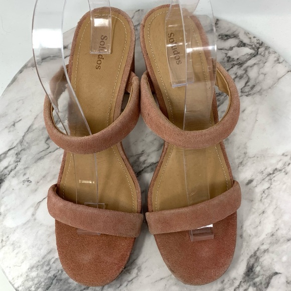 Anthropologie Soludos Ines Suede Block Heel Sandals 10 Bohemian Minimalist Chic - Picture 6 of 15